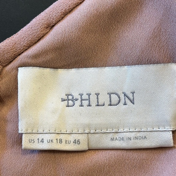 BHLDN ANTHROPOLOGY Bristol Mauve Beaded Bodice Midi Dress size 14 - Picture 9 of 13